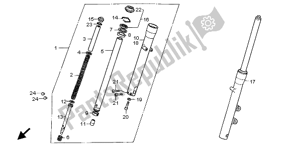 Todas las partes para Tenedor Frontal de Honda VT 600C 1999