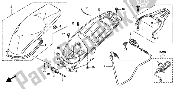 All parts for the Seat & Luggage Box of the Honda SH 125 2012