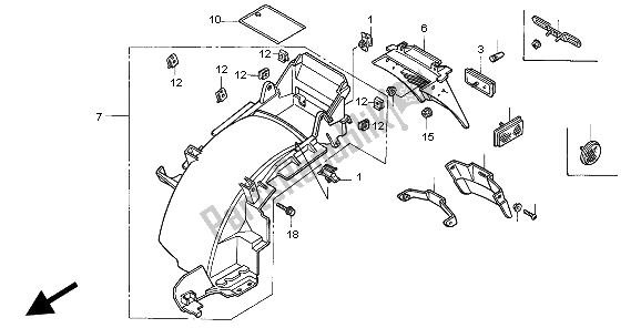 All parts for the Rear Fender of the Honda ST 1100A 1997