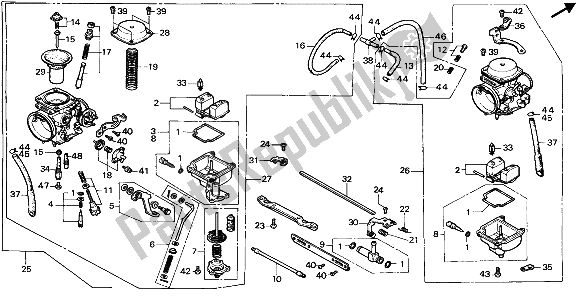 All parts for the Carburetor of the Honda CMX 450C 1988
