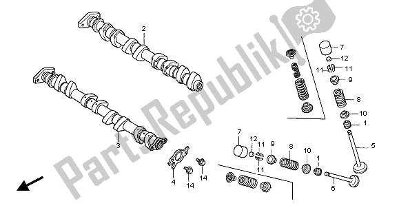 Todas las partes para árbol De Levas Y Válvula de Honda CBR 1000 RR 2005