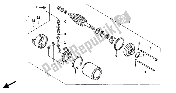 All parts for the Starting Motor of the Honda CBR 600F 2004