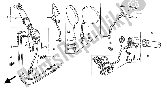All parts for the Handle Switch of the Honda VTX 1800C 2004