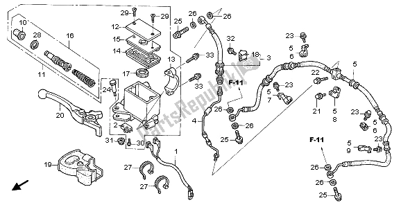 All parts for the Fr. Brake Master Cylinder of the Honda TRX 450 ER Sportrax 2006