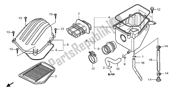 Alle onderdelen voor de Luchtfilter van de Honda CBR 125 RW 2009