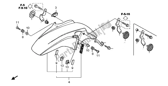 All parts for the Front Fender of the Honda CBF 1000 FT 2011