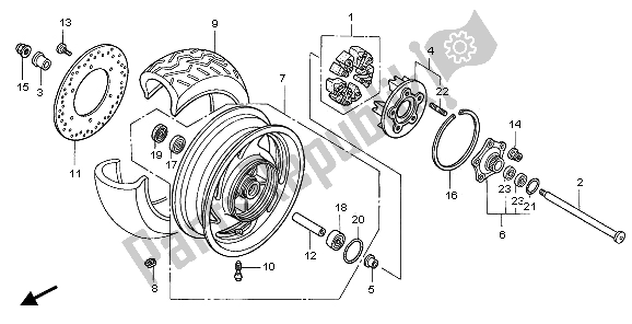 All parts for the Rear Wheel of the Honda VTX 1800C1 2006