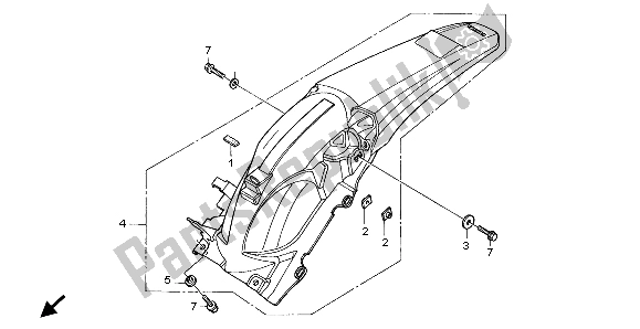 All parts for the Rear Fender of the Honda CRF 250X 2007