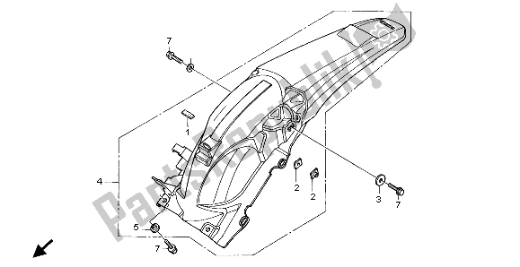 Tutte le parti per il Parafango Posteriore del Honda CRF 250X 2007