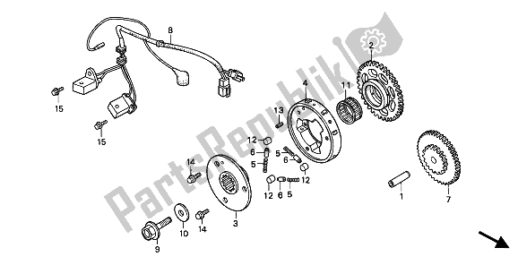 All parts for the Pulse Generator of the Honda VFR 400R3 1991