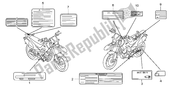 Todas as partes de Etiqueta De Cuidado do Honda FMX 650 2007