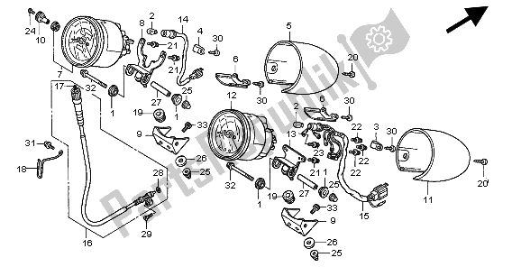 All parts for the Meter (kmh) of the Honda GL 1500C 1998