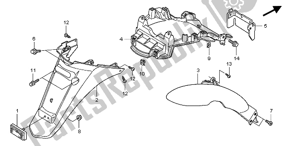 Tutte le parti per il Parafango Posteriore del Honda PES 125 2007