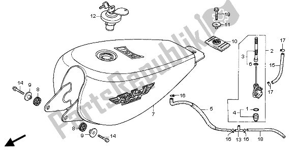 All parts for the Fuel Tank of the Honda CA 125 1995