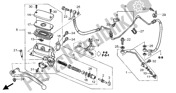Alle onderdelen voor de Koppeling Hoofdremcilinder van de Honda ST 1300A 2003