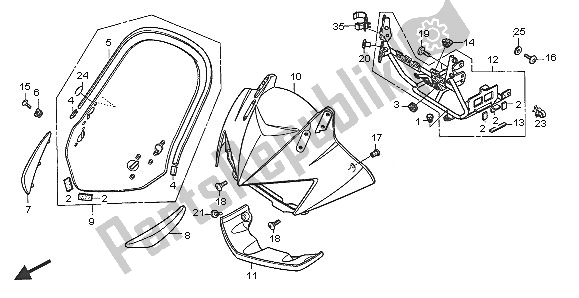 Todas as partes de Capuz Superior do Honda XL 1000 VA 2005