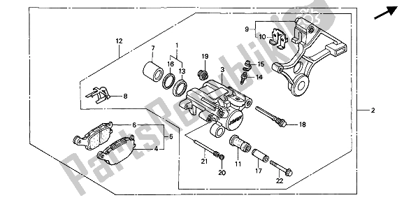 All parts for the Rear Brake Caliper of the Honda CBR 600F 1994