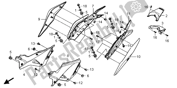 Tutte le parti per il Coperchio Laterale del Honda CBR 125 RT 2013