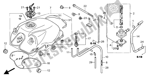 Alle onderdelen voor de Benzinetank van de Honda CBF 600 SA 2004