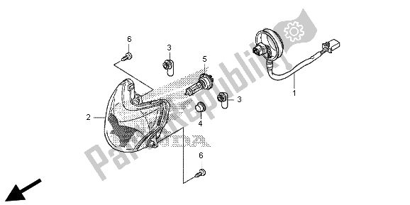All parts for the Headlight (uk) of the Honda SH 300A 2013
