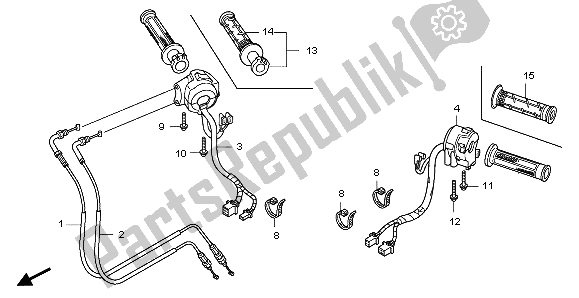 All parts for the Switch & Cable of the Honda CBF 1000S 2007