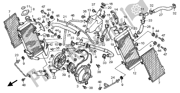 All parts for the Radiator of the Honda XL 1000V 2002