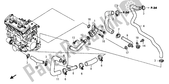 Alle onderdelen voor de Waterpijp van de Honda CB 1000R 2012