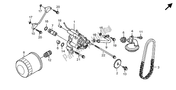 Todas las partes para Filtro De Aceite Y Bomba De Aceite de Honda VT 1300 CXA 2010