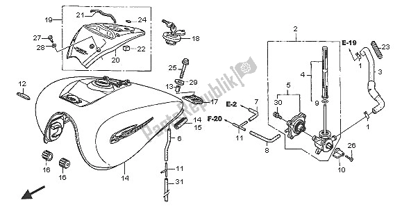 Tutte le parti per il Serbatoio Di Carburante del Honda VTX 1300S 2005