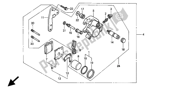 All parts for the Front Brake Caliper of the Honda CR 80R 1994