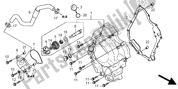 Todas las partes para Tapa Del Cárter Derecho Y Bomba De Agua de Honda SH 300 RA 2013