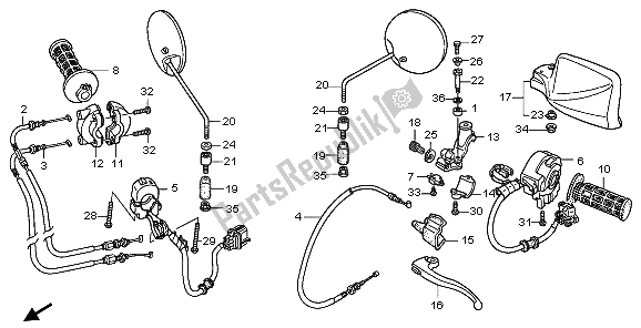 Todas las partes para Manejar Palanca E Interruptor Y Cable de Honda XL 700 VA Transalp 2009