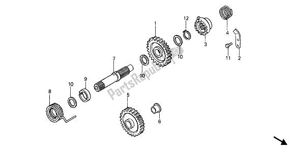 All parts for the Kick Starter Spindle of the Honda CR 500R 1 1990