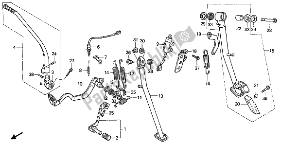 All parts for the Pedal & Stand of the Honda NX 650 1989