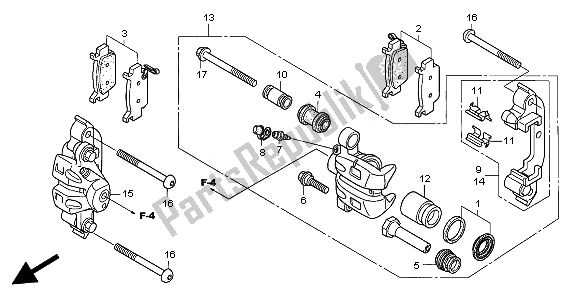 All parts for the Front Brake Caliper of the Honda TRX 680 FA Fourtrax Rincon 2010