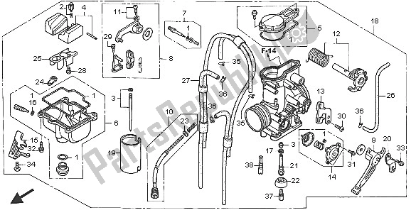 All parts for the Carburetor of the Honda XR 650R 2005