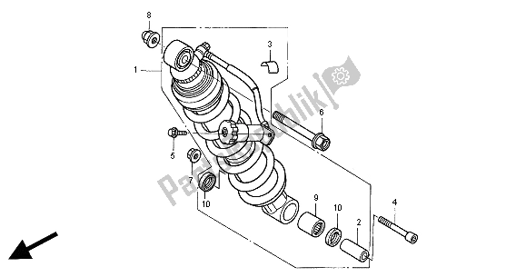 All parts for the Rear Cushion of the Honda NT 650V 2000