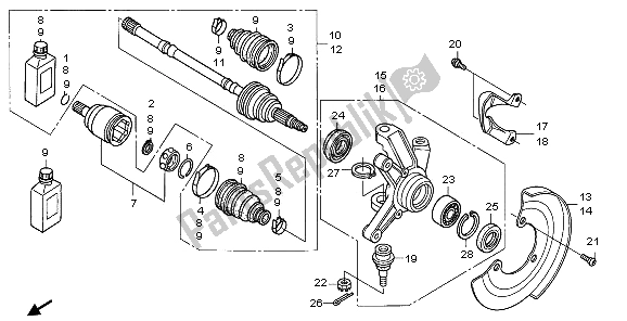 All parts for the Knuckle of the Honda TRX 500 FA Fourtrax Foreman 2006