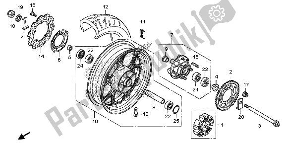 All parts for the Rear Wheel of the Honda NC 700 SD 2013
