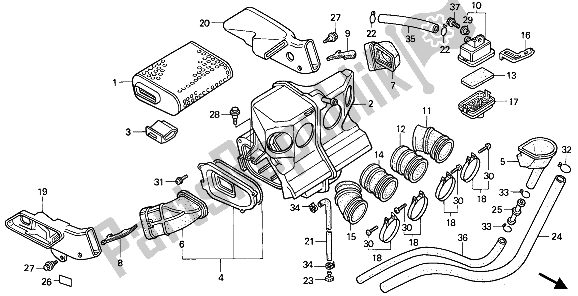 Alle onderdelen voor de Luchtfilter van de Honda CBR 1000F 1989