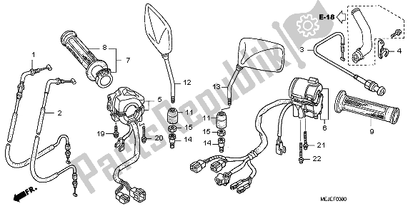 All parts for the Switch & Cable of the Honda CB 1300A 2007