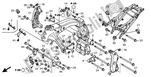 All parts for the Frame Body of the Honda CB 600F Hornet 2008