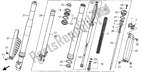 All parts for the Front Fork of the Honda CR 85 RB LW 2006