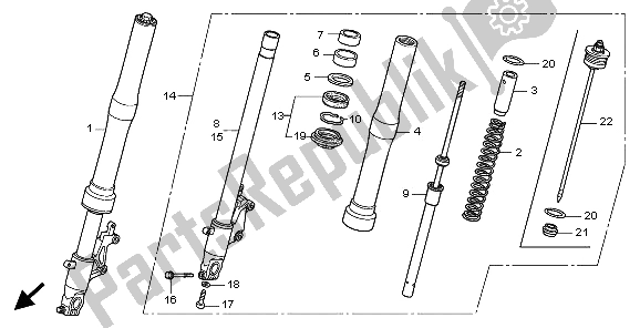 All parts for the Front Fork of the Honda CB 600F3A Hornet 2009