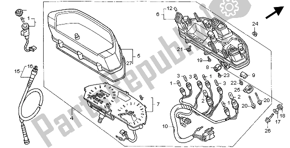 Alle onderdelen voor de Meter (kmh) van de Honda NX 650 1997