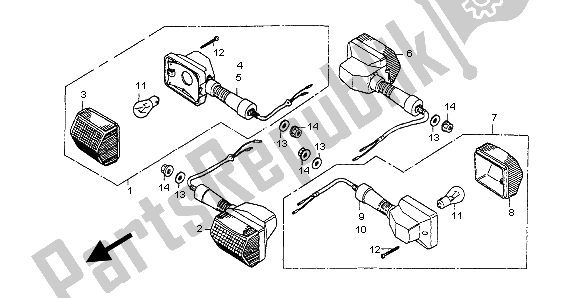 All parts for the Winker of the Honda NX 650 1998