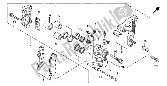 All parts for the Rear Brake Caliper of the Honda GL 1800 Airbag 2007