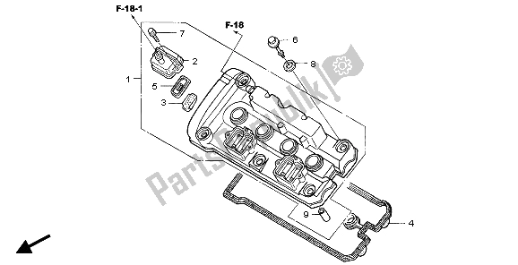 All parts for the Cylinder Head Cover of the Honda CBF 600S 2007