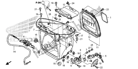 Alle onderdelen voor de Bagagedoos van de Honda NC 700 SA 2013