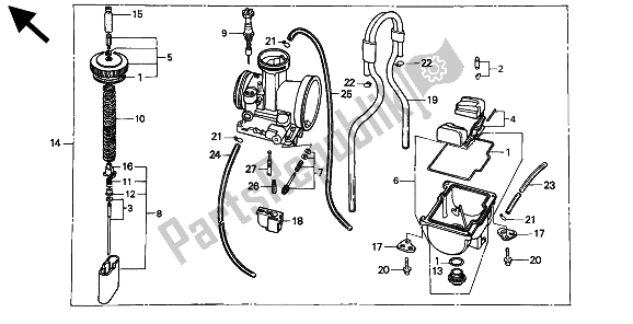 Toutes les pièces pour le Carburateur du Honda CR 125R 1994